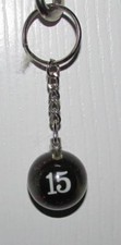 1 Inch Number 15 FIFTEEN SPARKLE Mini POOL BALL Billiard KEYCHAIN Ring NEW