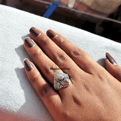 Feuer Labradorit Perlenschmuck Februar Geburtsstein Ring Geschenk für sie - Bild 9 von 10