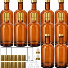 TBWIND 12 Pack 12oz Amber Glass Bottles with Airtight T-Top Corks, 375ml Glas...