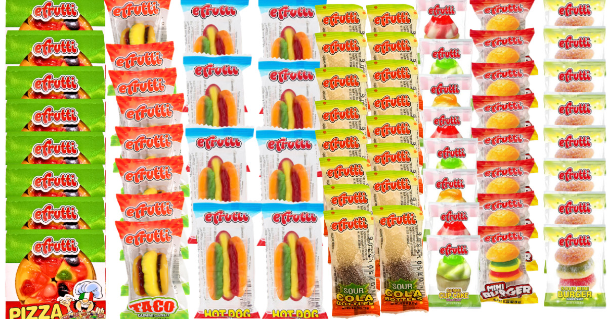 eFrutti Gummy Candy Variety Pack 64 Ct Hamburguesas Pizza Tacos Cola más ENVÍOS GRATIS