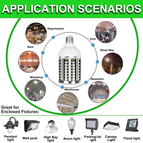 2 Pack 800W Equivalent Led Corn Light Bulb 8000 Lumen 5000K Daylight White - Picture 5 of 6