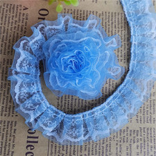 10 Yard Pleated Organza Lace Edge Trim Ribbon 1 Inch Wide Assorted Colors Trimmi