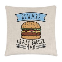 Beware VerrüCkte Hamburger Mann Kissenbezug Fast Food Lustiger Witz