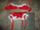 Seven Til Midnight Garter/Bra marabou Set Women Red/white Lingerie XL — photo 2