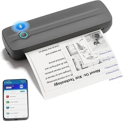 Portable Thermal Printer, Inkless A4 Bluetooth printer Compatible with iOS,black - Image 1 of 4