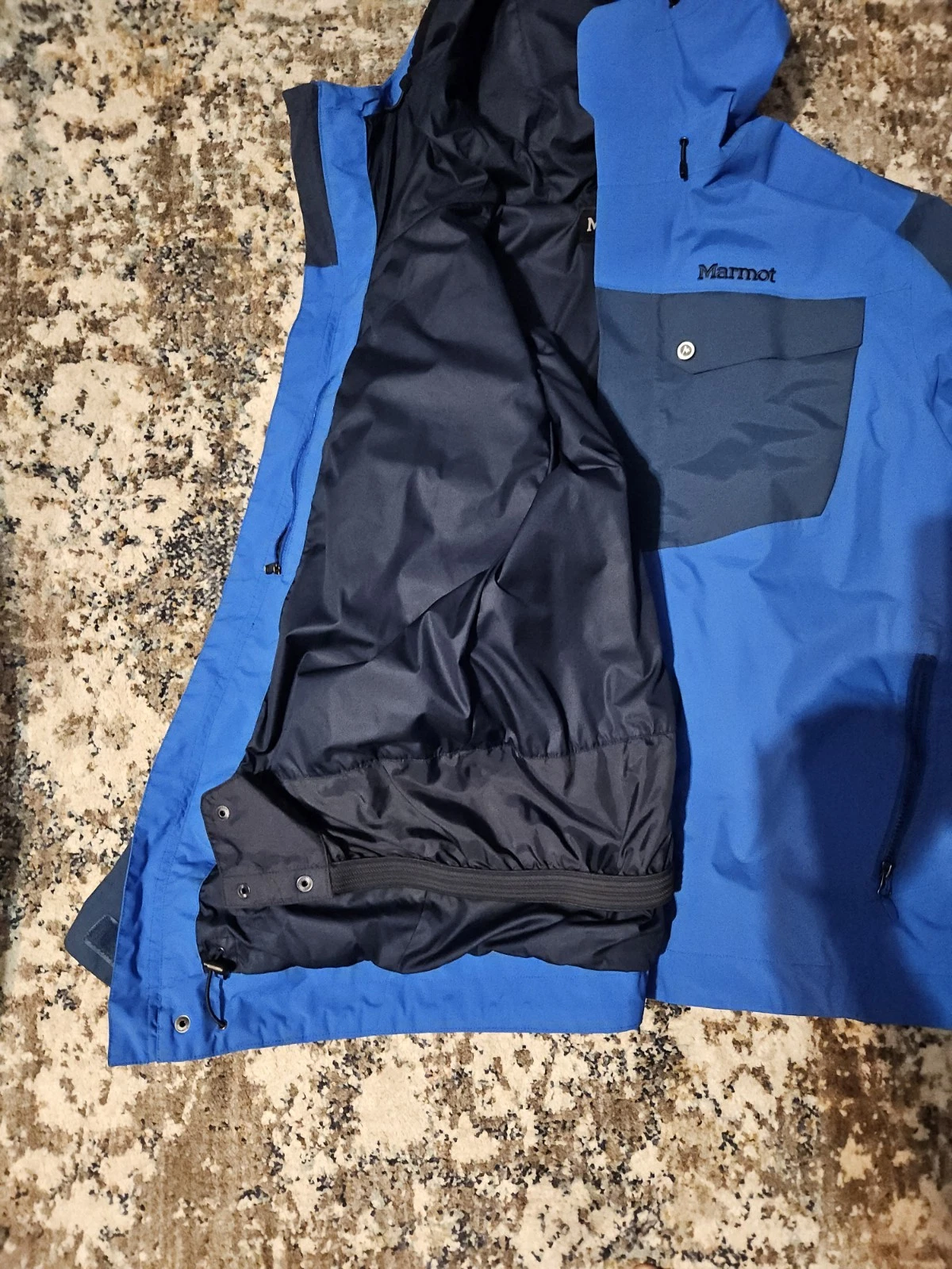 Marmot Jacket Mens Large Blue Hooded Ski Snowboard Winter Coat Outdoor image 4