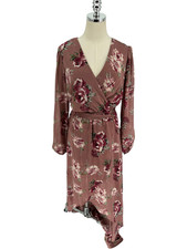 Lily Rose Dress Women's Size Medium Floral Faux Wrap Cottagecore Maxi