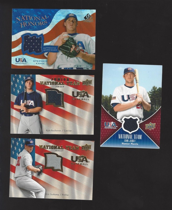 UPPER DECK USA BASEBALL GAME USED JERSEY CARDS (4) NM/MT