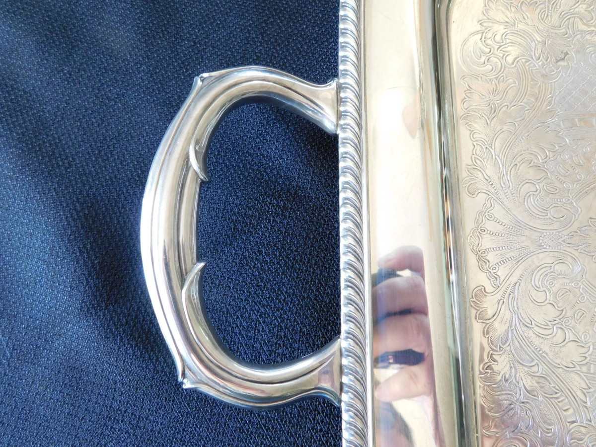 Vintage Oneida Community Silverplate Rope Twist Tray with Scroll