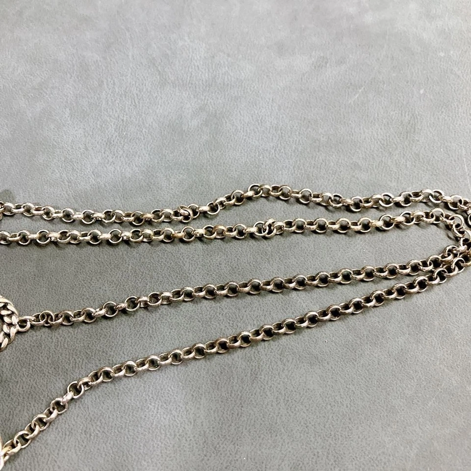 Collar de plata vintage diésel para hombre - Dije de placa con logotipo con motivo de plumas Foto 3 de 4