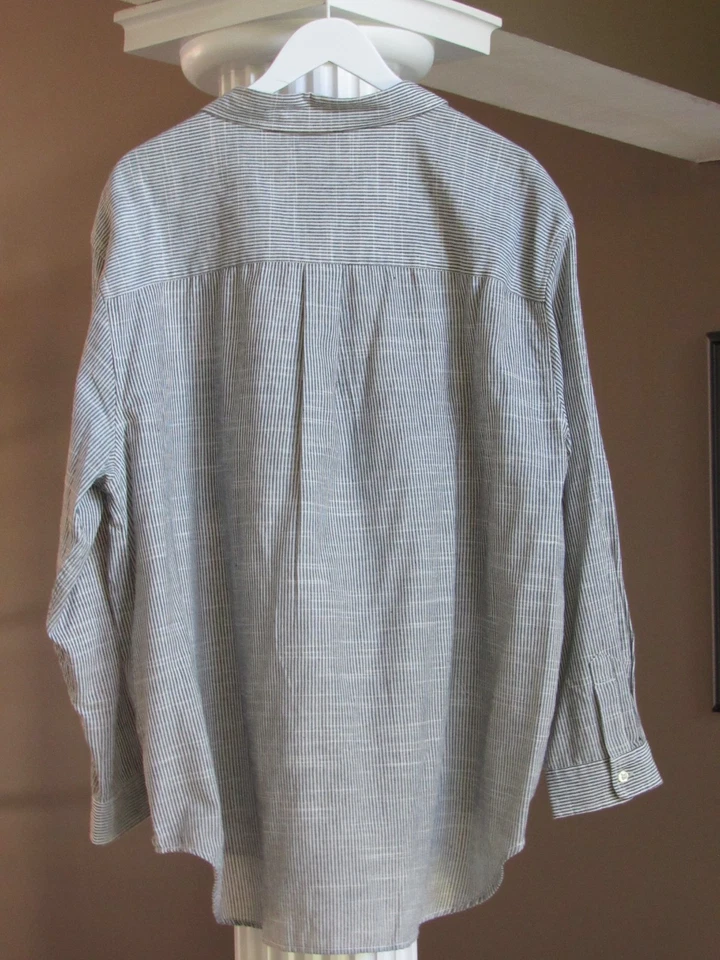 Camisa túnica Oxford negra blanca apagada FRESH PRODUCT con botones talla 1X nueva con etiquetas $65 Foto 3 de 4