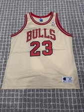 1990s Vintage Champion Chicago Bulls Michael Jordan Jersey Men's Size 48 Gold
