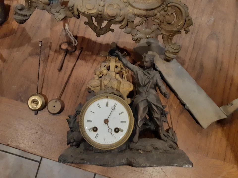 PENDULE HORLOGE ANCIENNE A RESTAURER OU AUTRE - Photo 2/4