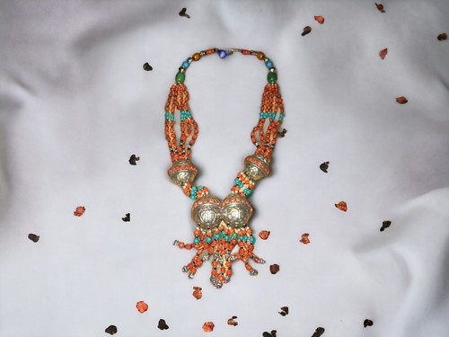 Enamelled Beads Necklace , Ethnic Necklace, Vintage Berber Necklace, Tribal - Picture 1 of 4