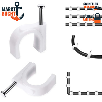 Kabelclips 8mm 100 Stück Rund Weiß Stark Langlebig Ordnungshalter