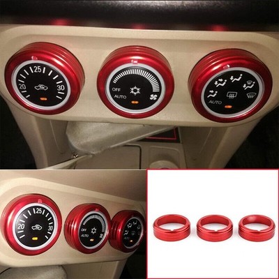 For Mitsubishi Lancer EVO 07-17 Aluminum Red Middle Console Ac Knob Cover Trim