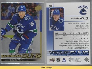 2018-19 Upper Deck Young Guns Silver Foil Adam Gaudette #205 Rookie RC