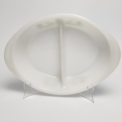 Glasbake J2352 Servierschale 2 geteilt Milk Glass USA Vintage Auflaufform
