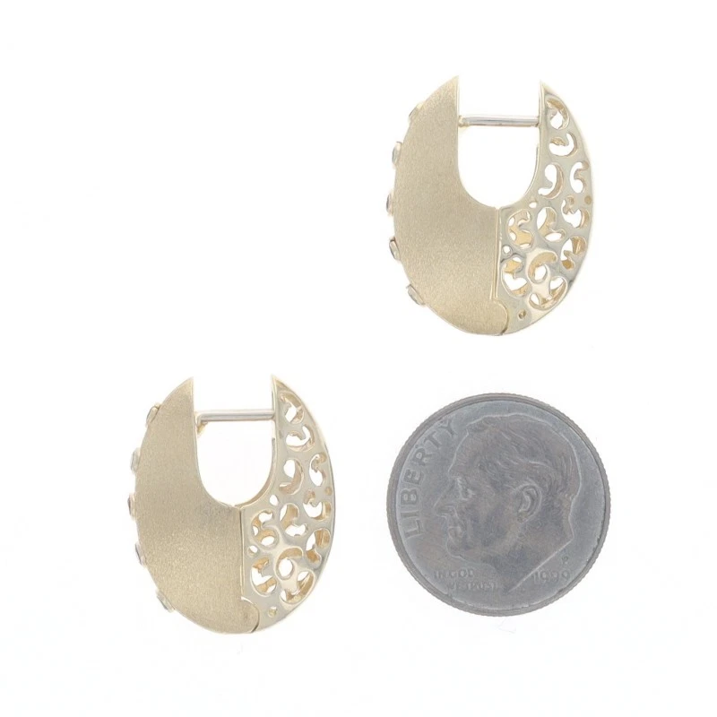 Pendientes de aro de citrino topacio azul turmalina rosa oro amarillo 14k .42ctw perforados Foto 4 de 4