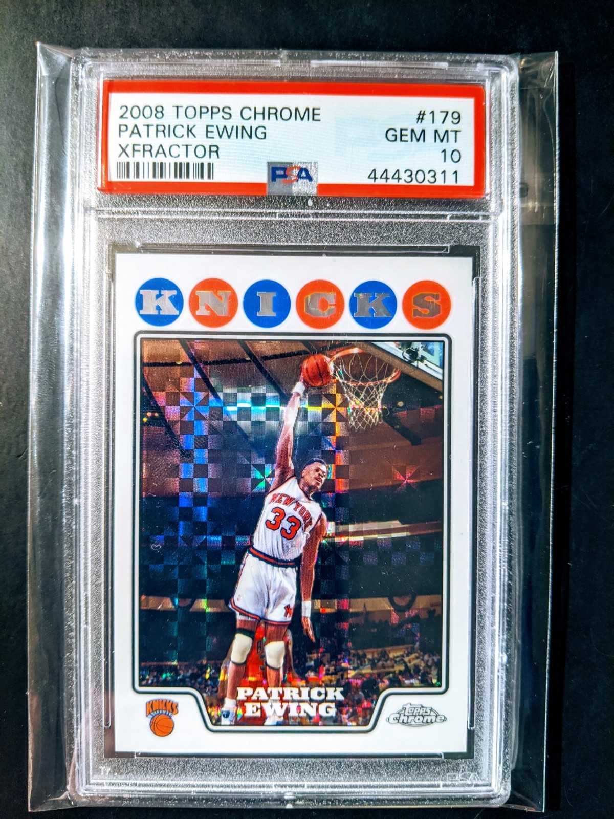 2008 Topps Chrome 179 Patrick Ewing XFractor #/288 PSA 10 NY Knicks