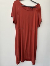 Viz-A-Viz Orange Short Sleeve Midi Length Dress With Silver Snap Detail 16/18