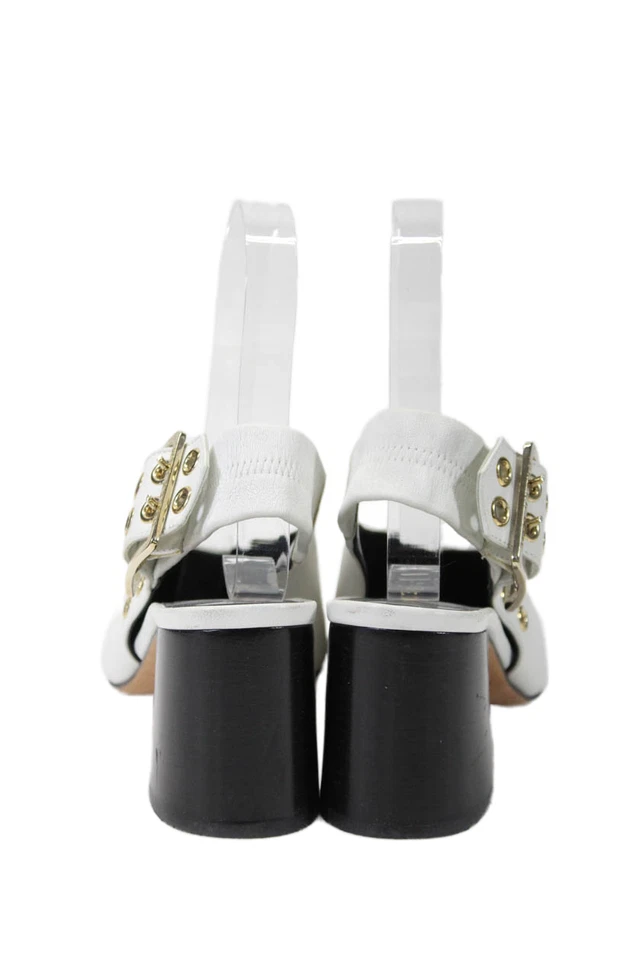 Zapatos de tacón Derek Lam para mujer de cuero blanco con hebilla y tacón bloque talla 6 Foto 3 de 4