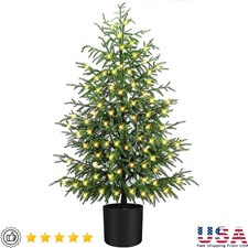 4FT Pre-Lit Norfolk Pine Christmas Tree W/ 100 LED Lights No Assembly Required