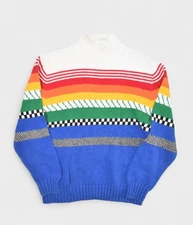Hasting & Smith Sweater Womens Small Multicolor Rainbow Striped Pride Ramie Knit