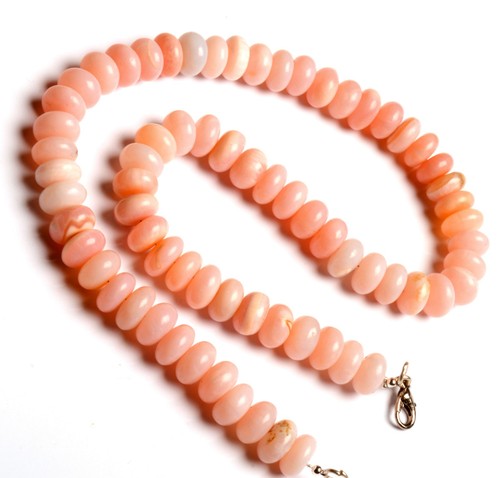 Natural Pink Peru Opal Gems 10 mm Size Smooth Rondelle Shape Bead 16.5" Necklace - Picture 3 of 5