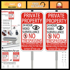 2Pack Large No Trespassing Signs - 10"x14" Reflective Video Surveillance with 36