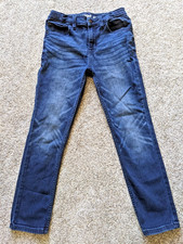 Cat Jack Jeans Boys Size 12 Skinny Stretch Dark Wash Blue Adjustable Waist