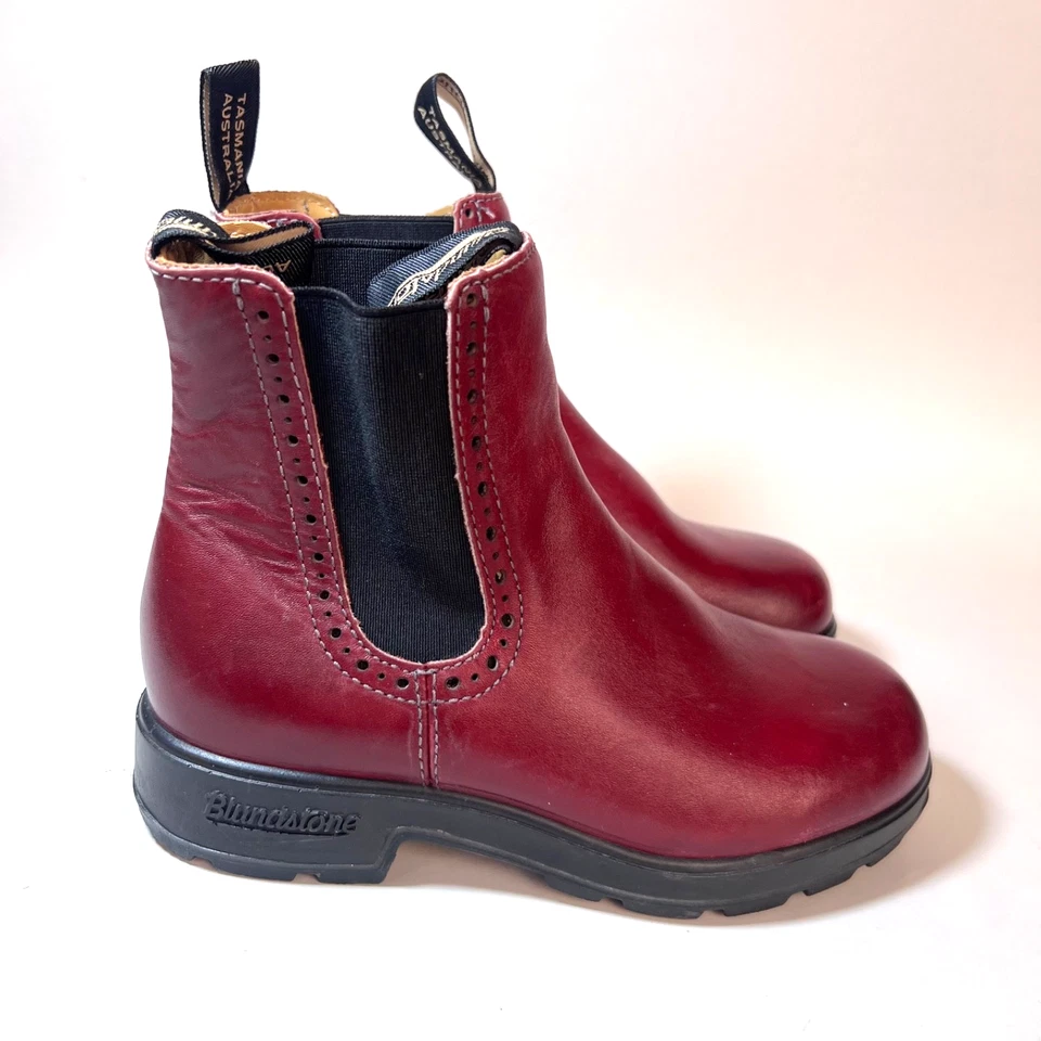 Blundstone Kids Series Leather Red Shiraz Chelsea Ankle Boots Size UK 2 / US 3 - Image 2 of 4
