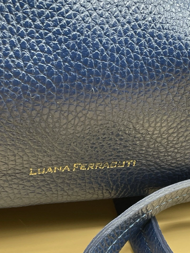 LUANA FERRACUTI 蓝色意大利皮革钱包单肩包 — 第 3/4 张图片