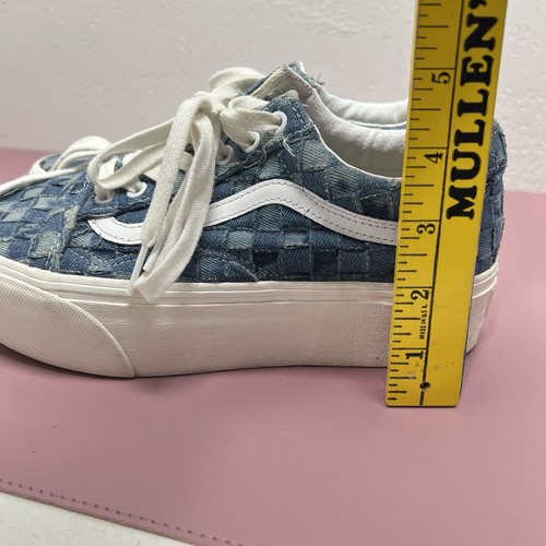 VANS Old Skool Stackform Platform Womens Size 8.5 Mens 7 Blue Denim Checked - Picture 11 of 11