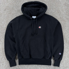 Champion Reverse Weave Sweatshirt Mens Size Small Black Hoodie 82/18 Cotton/Poly