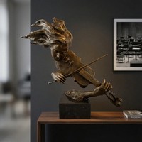 Hochwertige Bronze Skulptur Violinistin, Patiniert, Auf Sockel, H.60 Cm