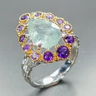 Fine Art jewelry Natural Aquamarine Ring 925 Sterling Silver Size 8.25 /R469730