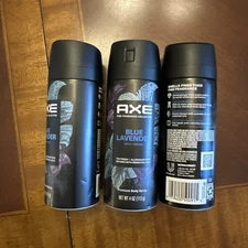 3 AXE FINE FRAGRANCE BLUE LAVENDER AMBER MINT PREMIUM DEODORANT BODY SPRAY 4 OZ