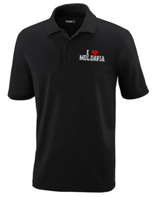 Performance Golf Tees I Love Moldova Polyester Short Sleeves Polo Shirts for Men