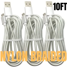 10Ft Micro USB Charger Fast Charge Cable Data Sync Cord For Samsung Android LG