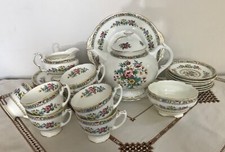 Gorgeous Vintage Ming Rose Fine Bone China Tea Set by Coalport and Foley 25 pcs