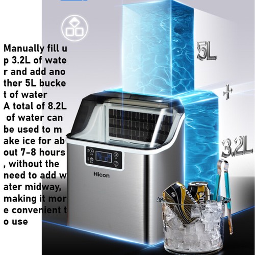 220V 150W Self-Cleaning Electric Ice Maker Machine 66/77Lbs/Day Juice Iced Drink - Picture 9 of 22