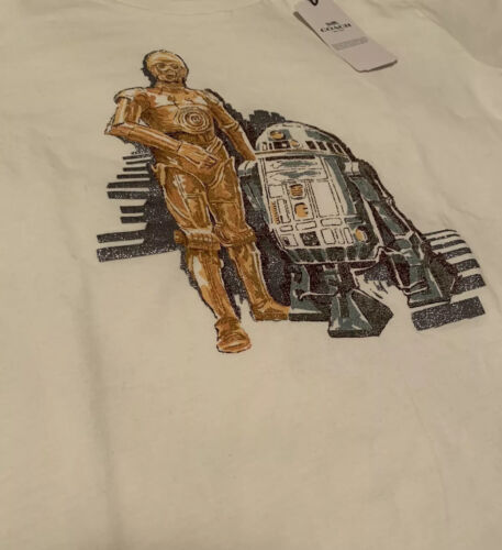 Nueva Camiseta Para Mujer Coach x Star Wars Mangas Cortas Blanca, S LE C-3PO R2-D2 F87905 - Imagen 3 de 7