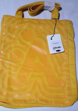 A-STYLE BAG SHOPPER MINI DOPPIO MANICO GIALLA CON ZIP TASCA E LOGO CM 30X30X6