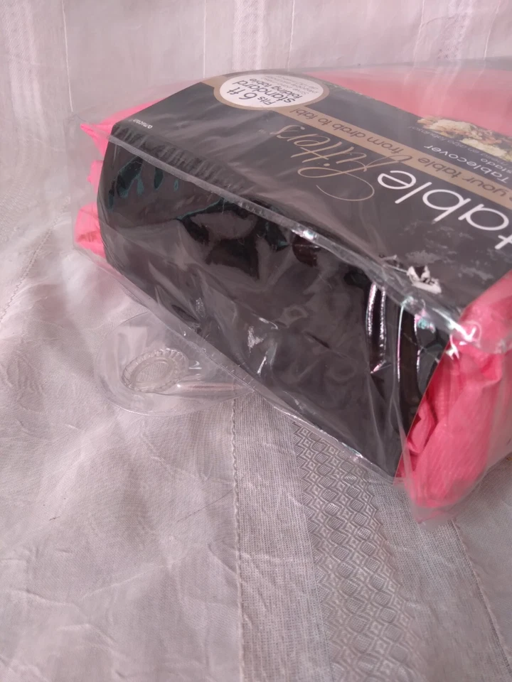 Tablecloth Fuscia Pink Fitted Vinyl Flannel Rectangular Banquet Table 6' party - Image 4 of 4