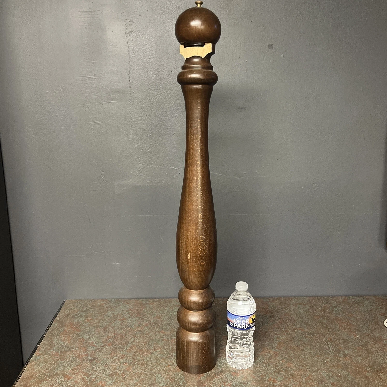 Vintage Peugeot 30 In Solid Wood Hand Grind Pepper Mill France - Damage But Work