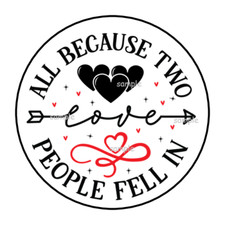 30 VALENTINES STICKERS ENVELOPE SEALS LABELS 1.5" ROUND HEARTS FELL IN LOVE