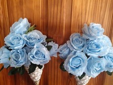 Pair of artificial light blue colour roses flower & hanging Baskets Decorations