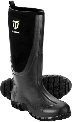 TIDEWE Rubber Work Boot for Men with Steel Shank, Waterproof Size 12 Black