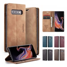 For Samsung Galaxy S10 5G/E/Plus/S9/S8 Retro Magnetic Leather Wallet Case Cover